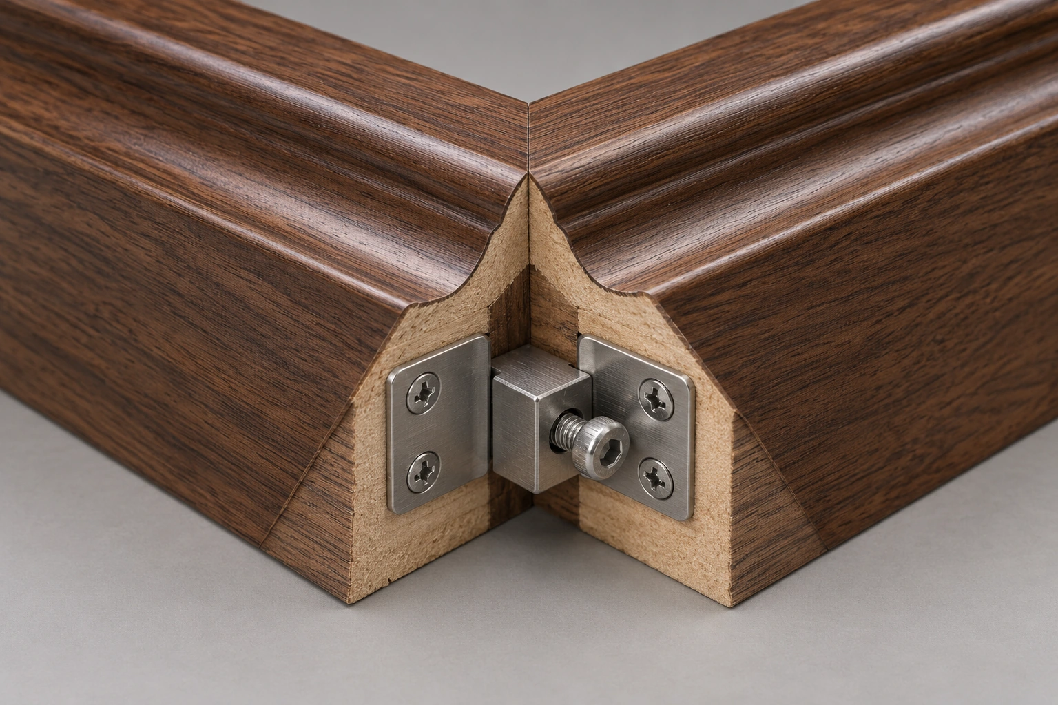 45° crown and top-line connector — functional detail view