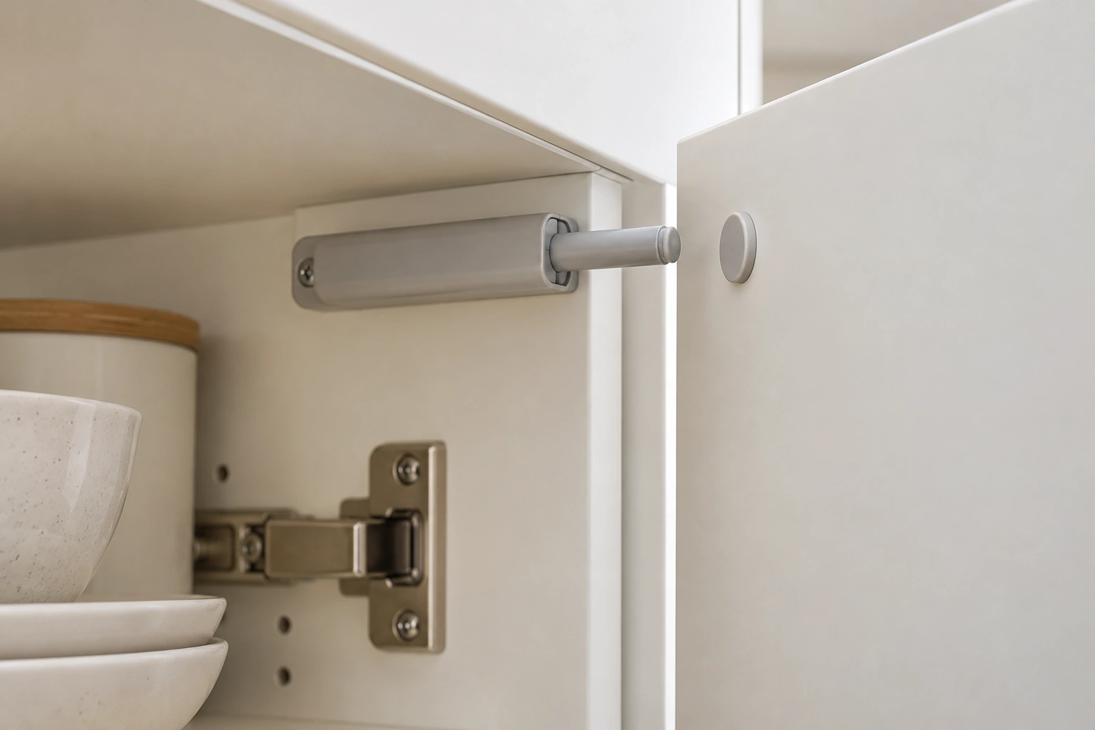 Push latch pintu kabinet — tampilan terpasang