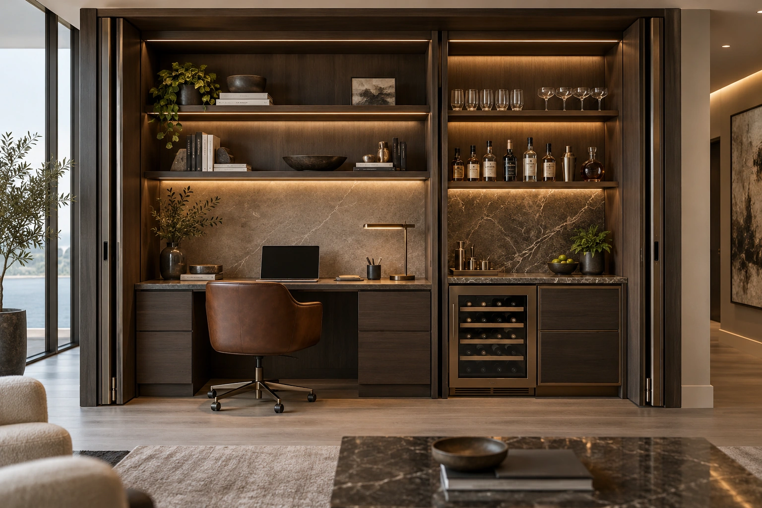 Cabinet pocket-door mechanism — project application view