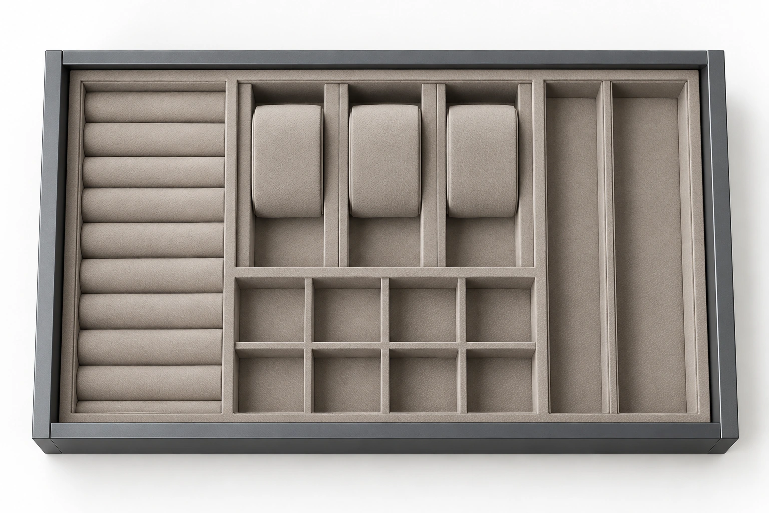 Jewelry and accessory drawer organizer — functional detail view
