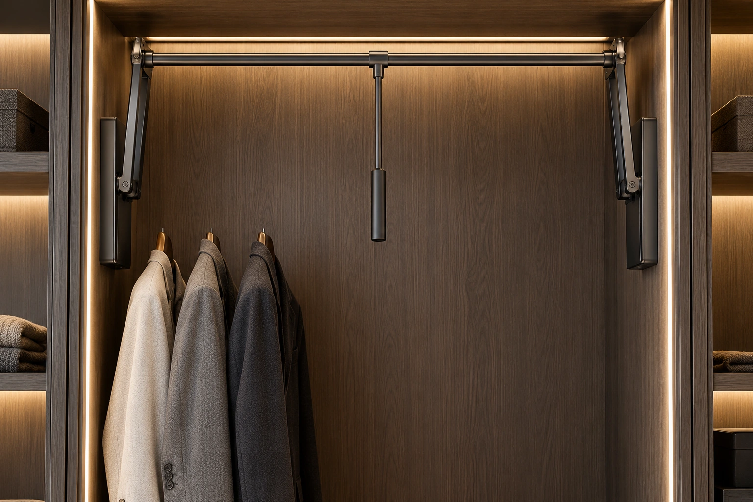 Pull-down wardrobe rail — project application view