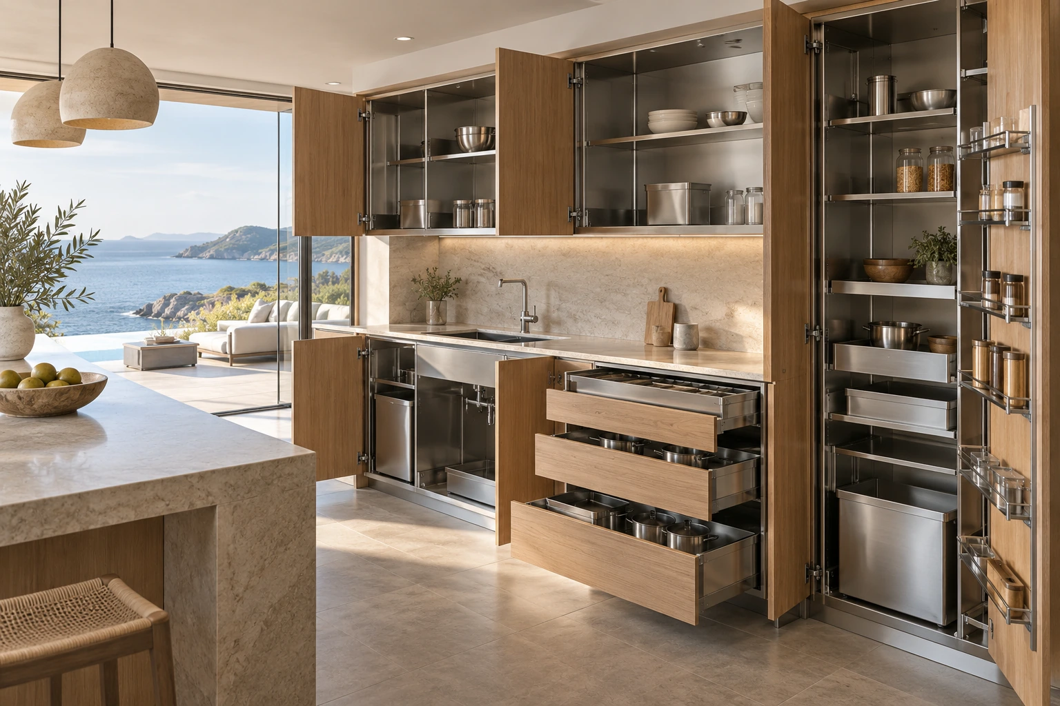Sistem karkas kabinet dapur keluli tahan karat · Aplikasi premium
