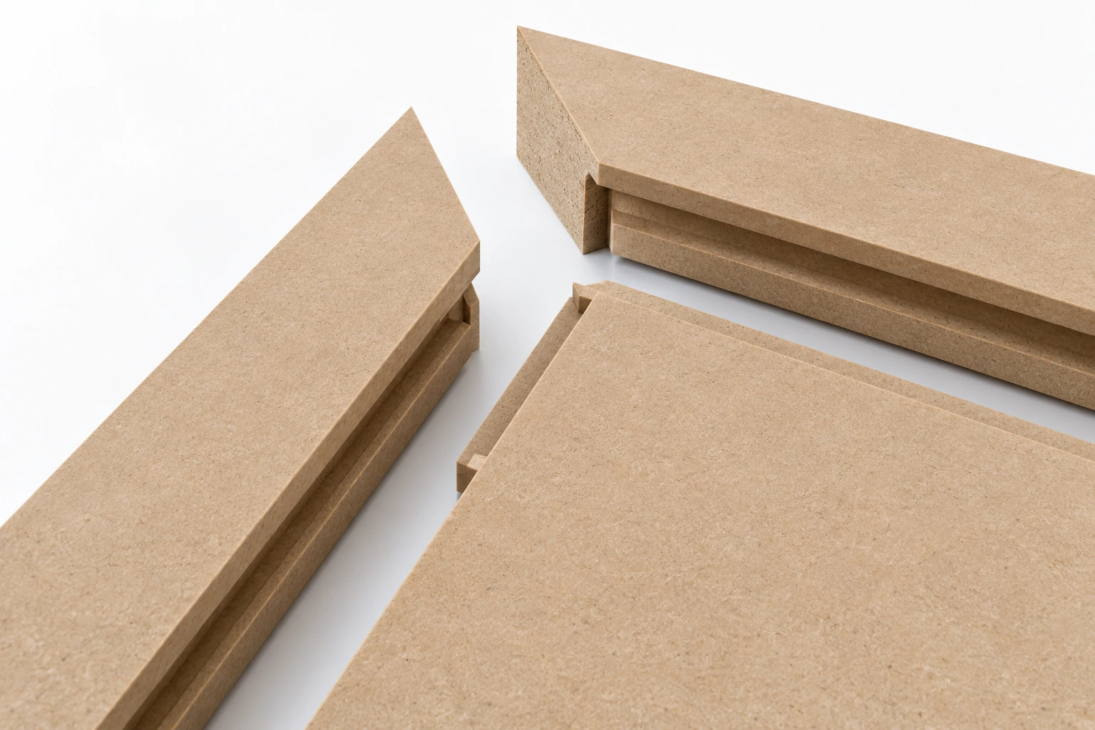 45-degree-mitered MDF frame with 9 mm infill cabinet door · Construction layers