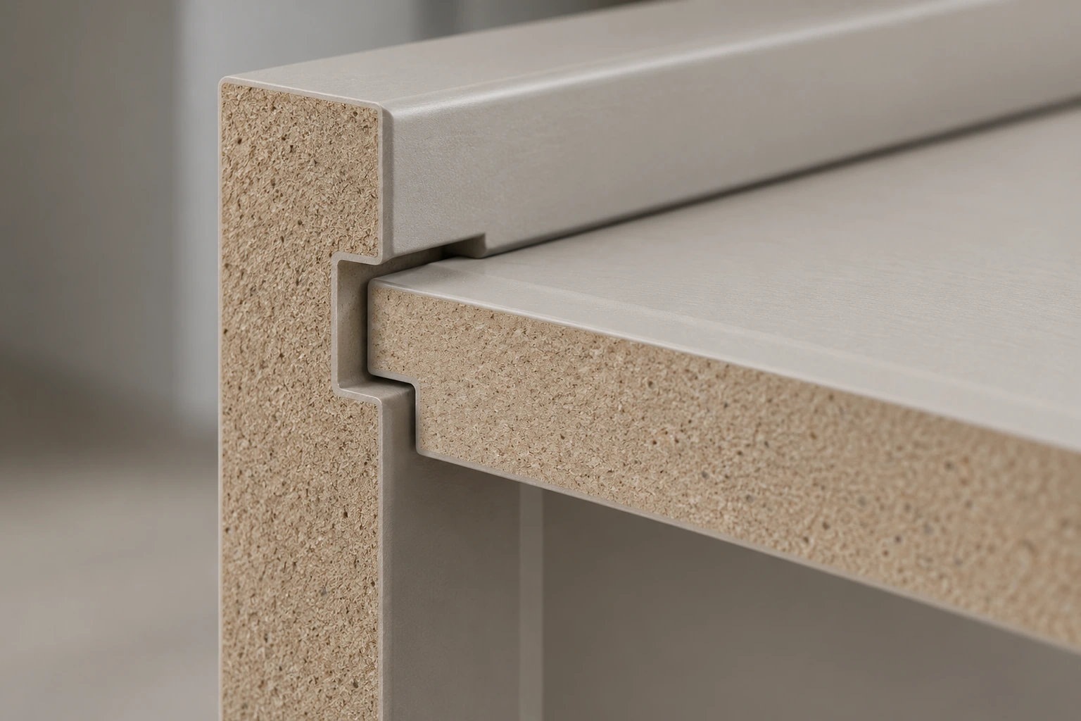 45-degree-mitered MDF frame with 9 mm infill cabinet door · Process concept
