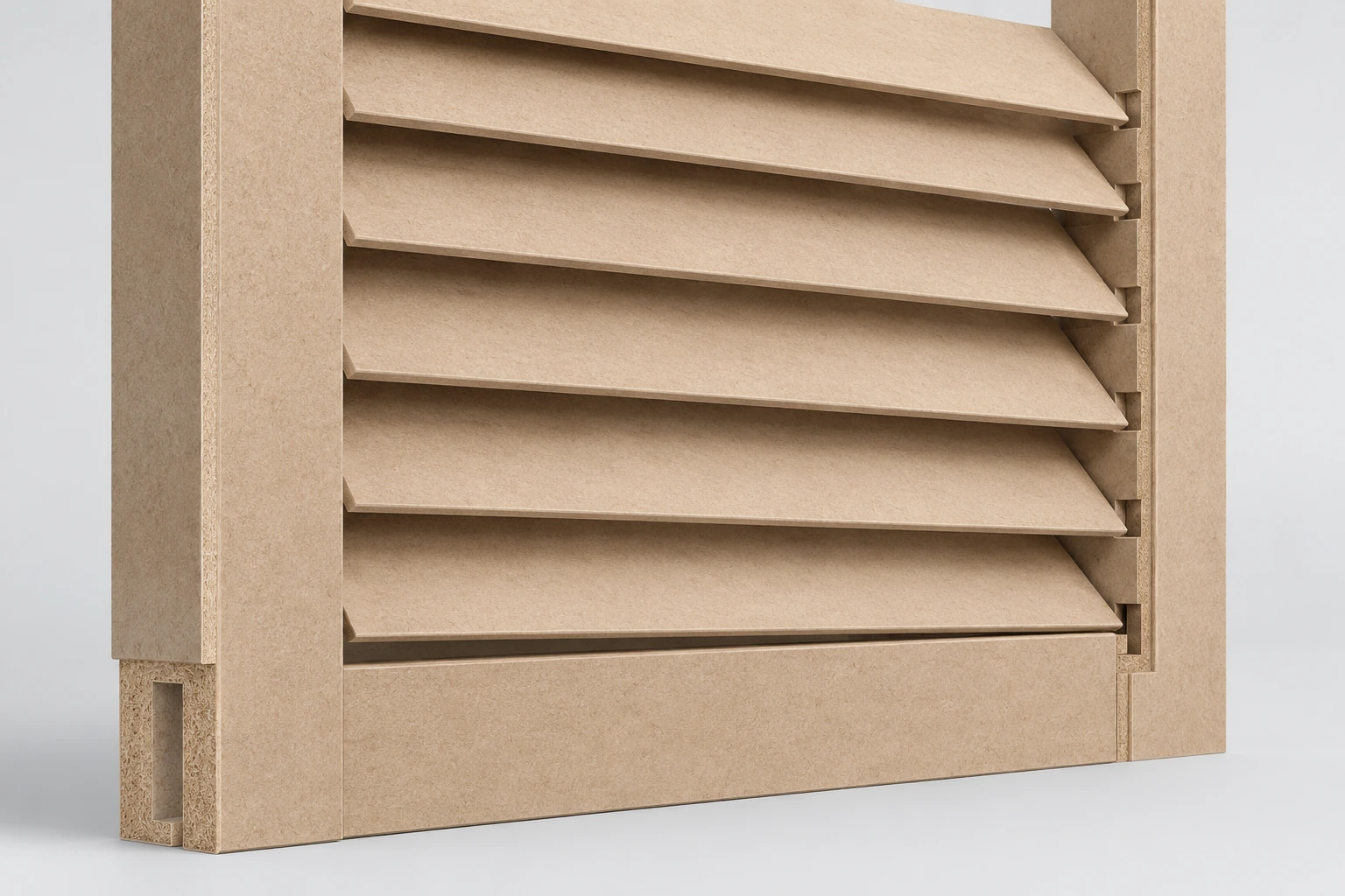 Isian louvers pintu gelangsar MDF FA · Lapisan binaan