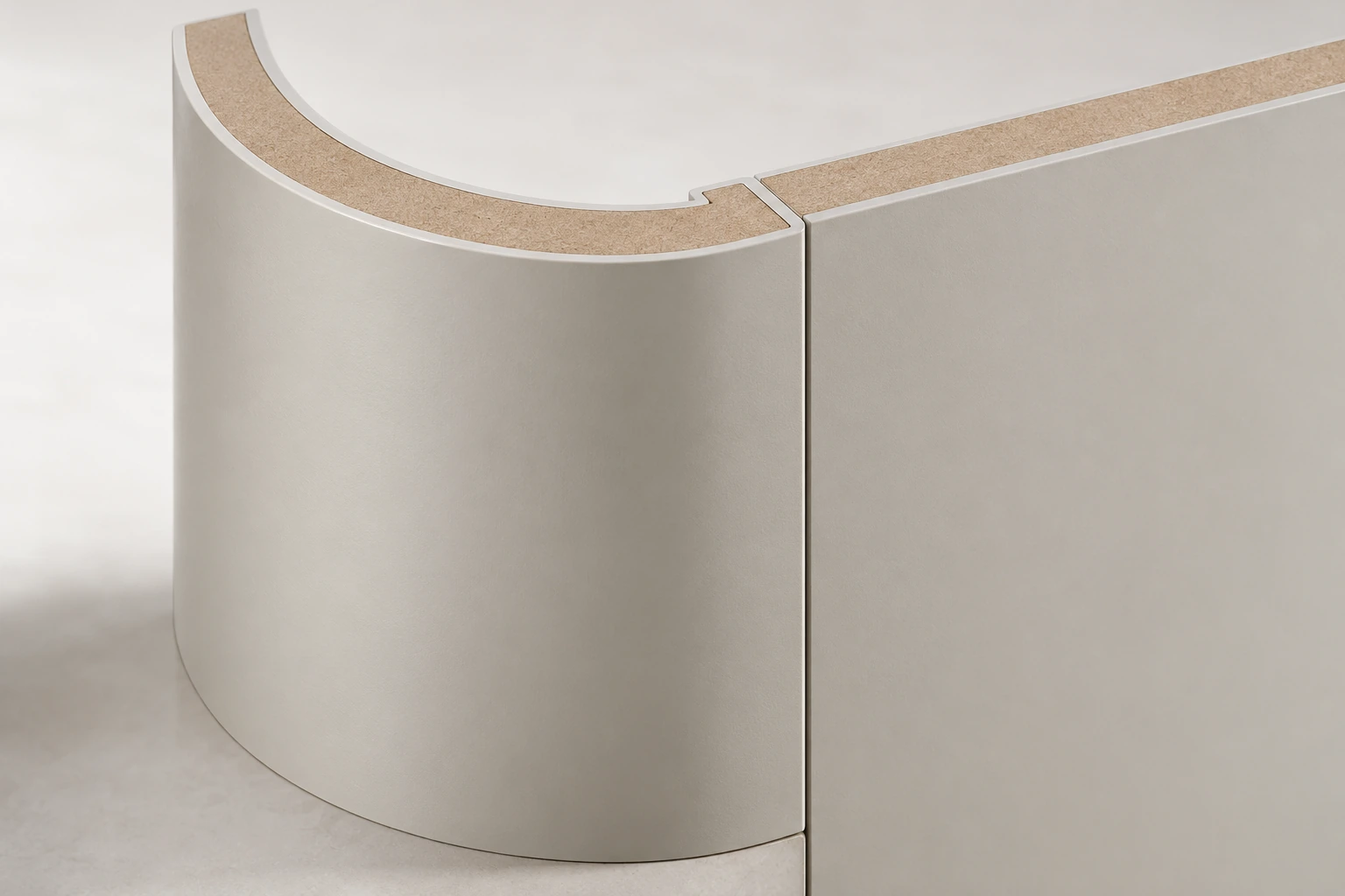 Sistem panel dinding MDF melengkung berlamina melamin dua muka 17 mm · Lapisan binaan