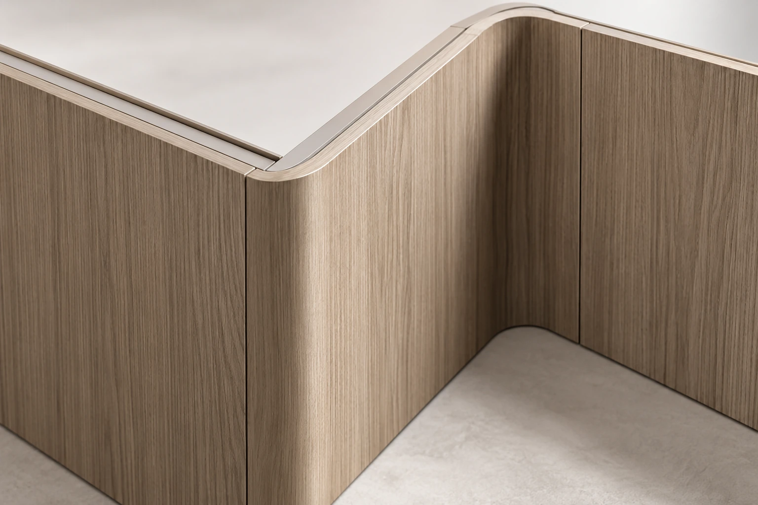 Sistem panel dinding MDF melengkung berlamina melamin dua muka 17 mm · Konsep proses