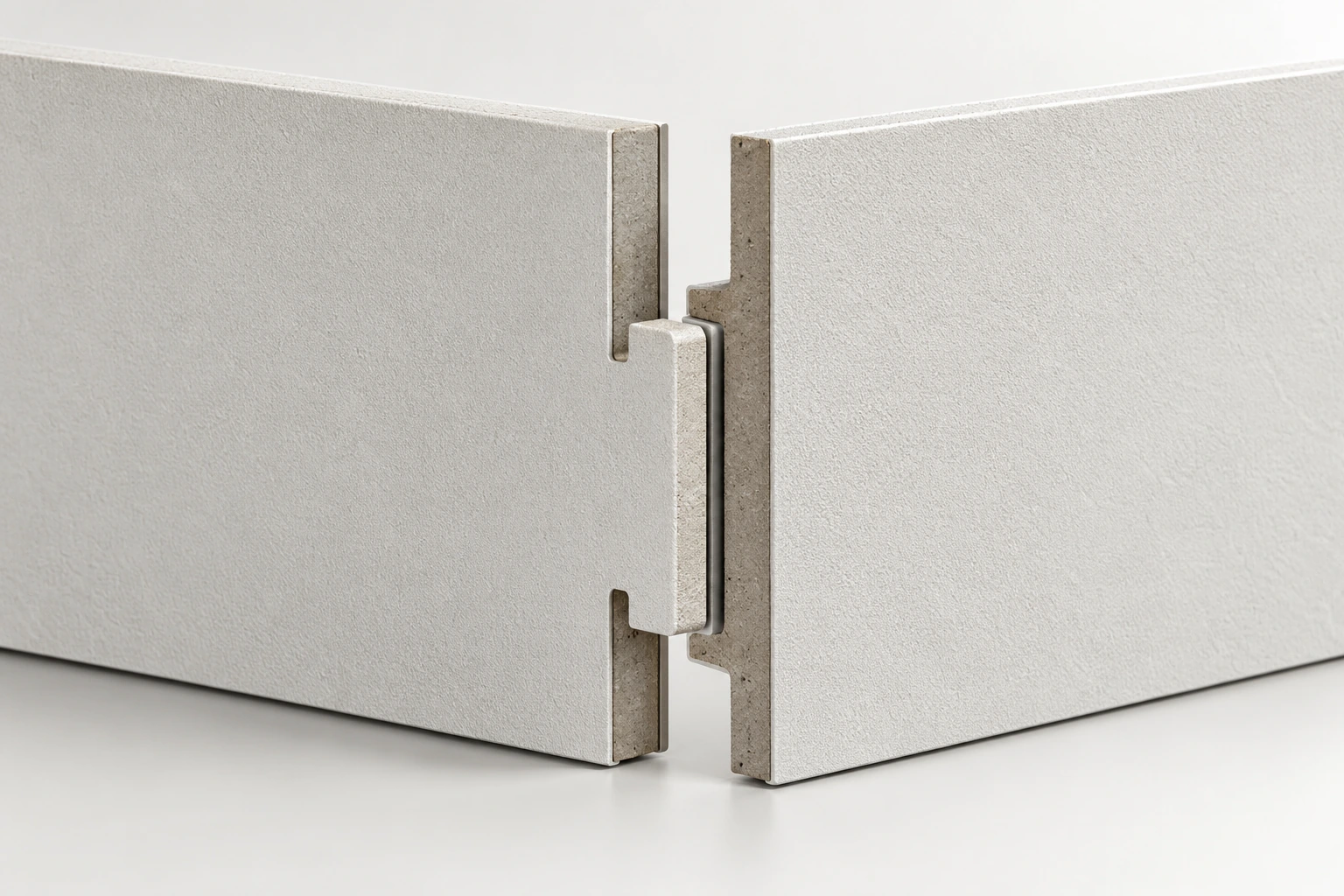 18 mm powder-coated tongue-and-groove wall-panel system · Construction layers