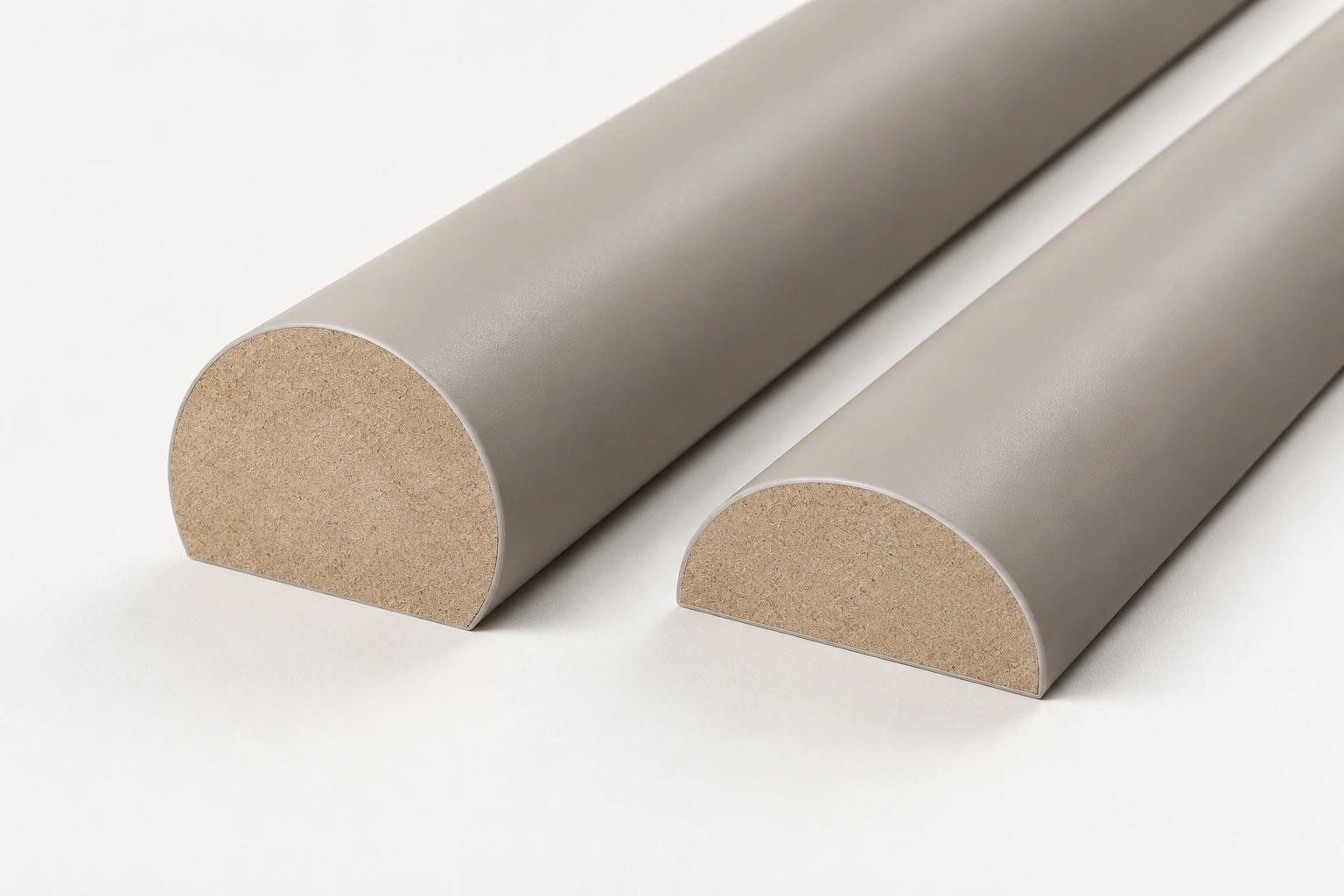 PVC-wrapped MDF rounded column-trim system · Material sample