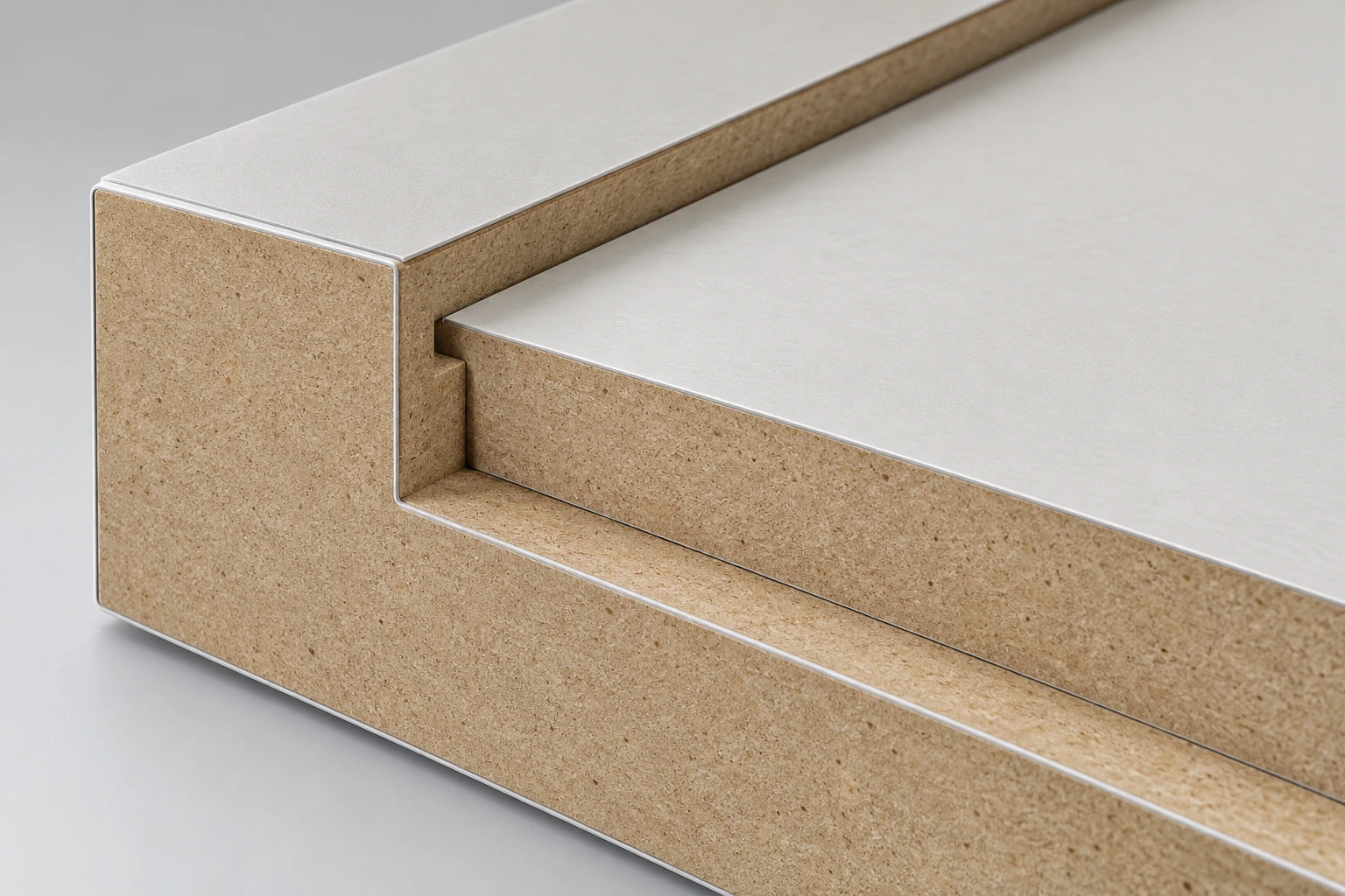 Double-sided PP-foil framed cabinet-door panel · Construction layers