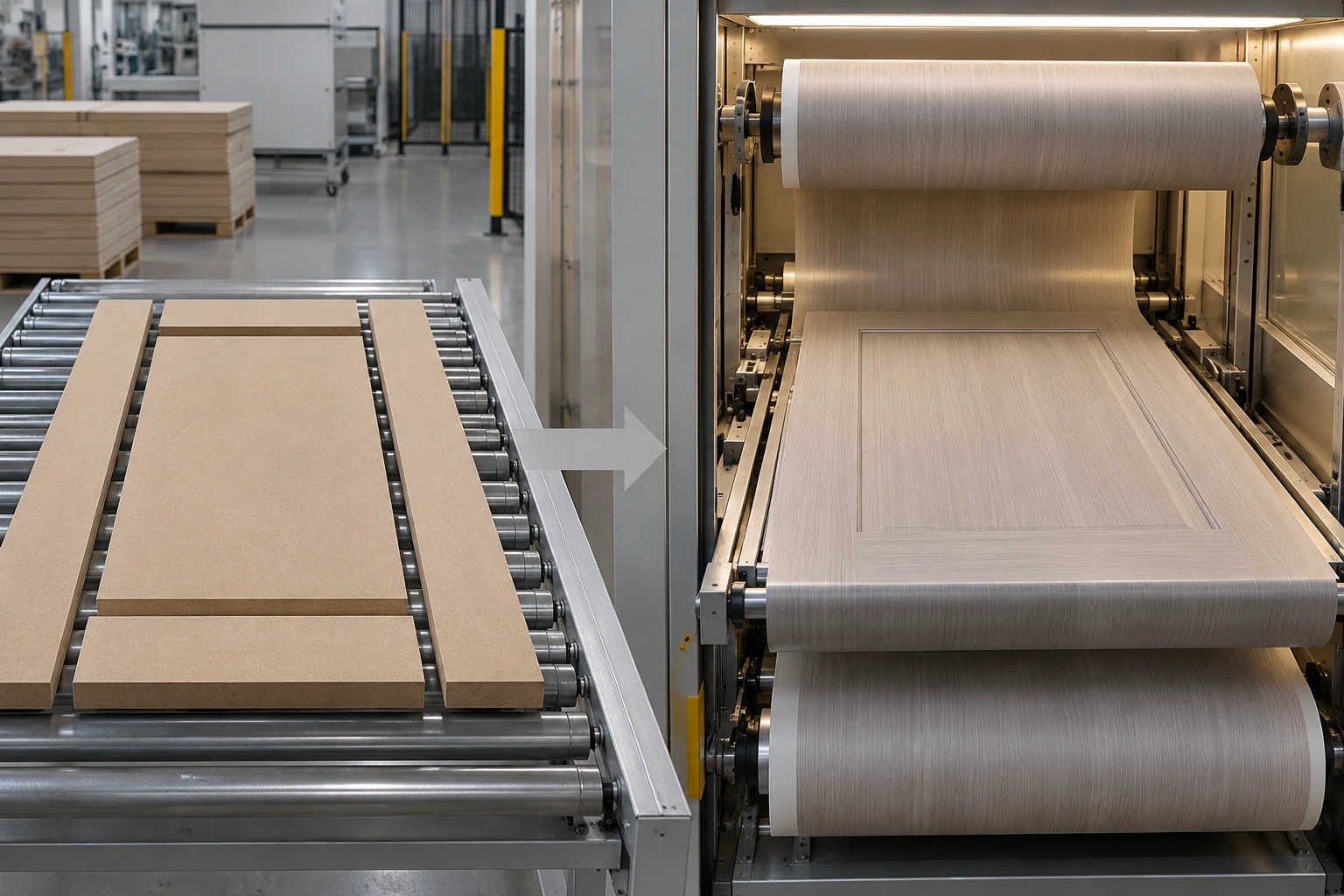 Double-sided PP-foil framed cabinet-door panel · Process concept