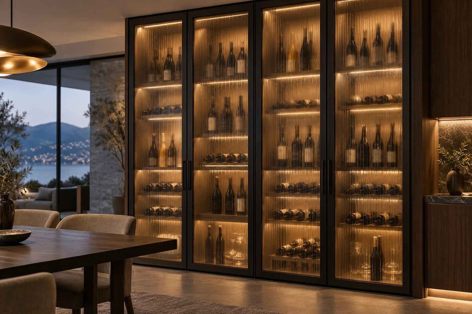 Fine-rain hazy textured cabinet glass · Premium application
