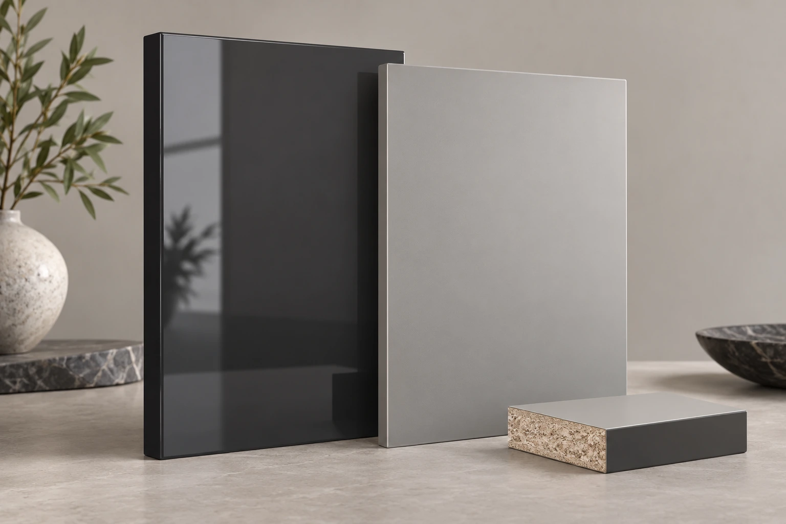 Pintu kabinet komposit permukaan UV · Sampel bahan