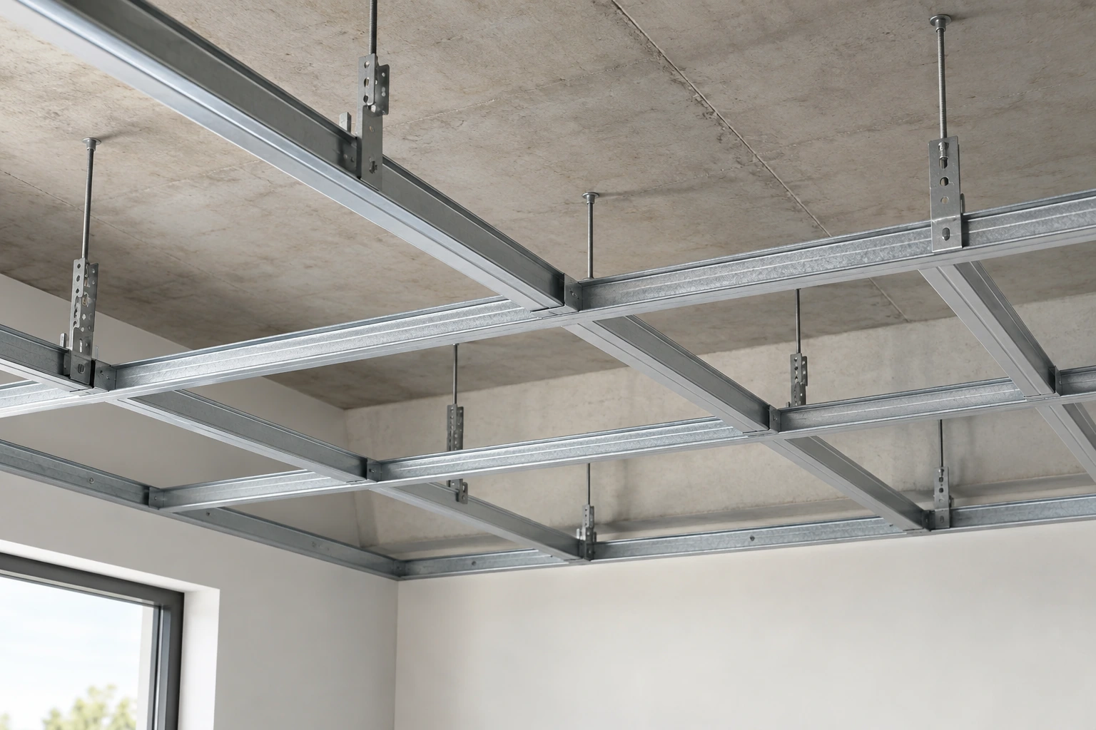 هيكل من قطاعات فولاذية خفيفة · Ceiling application