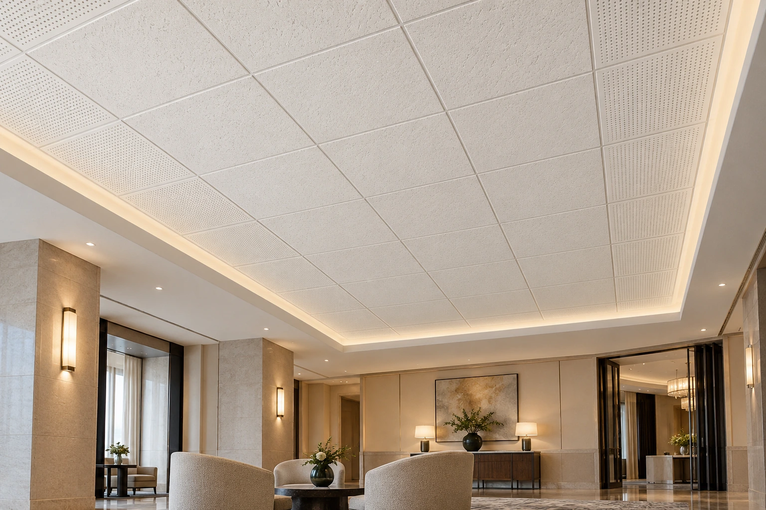 Panel akustik bulu mineral · Acoustic wall application