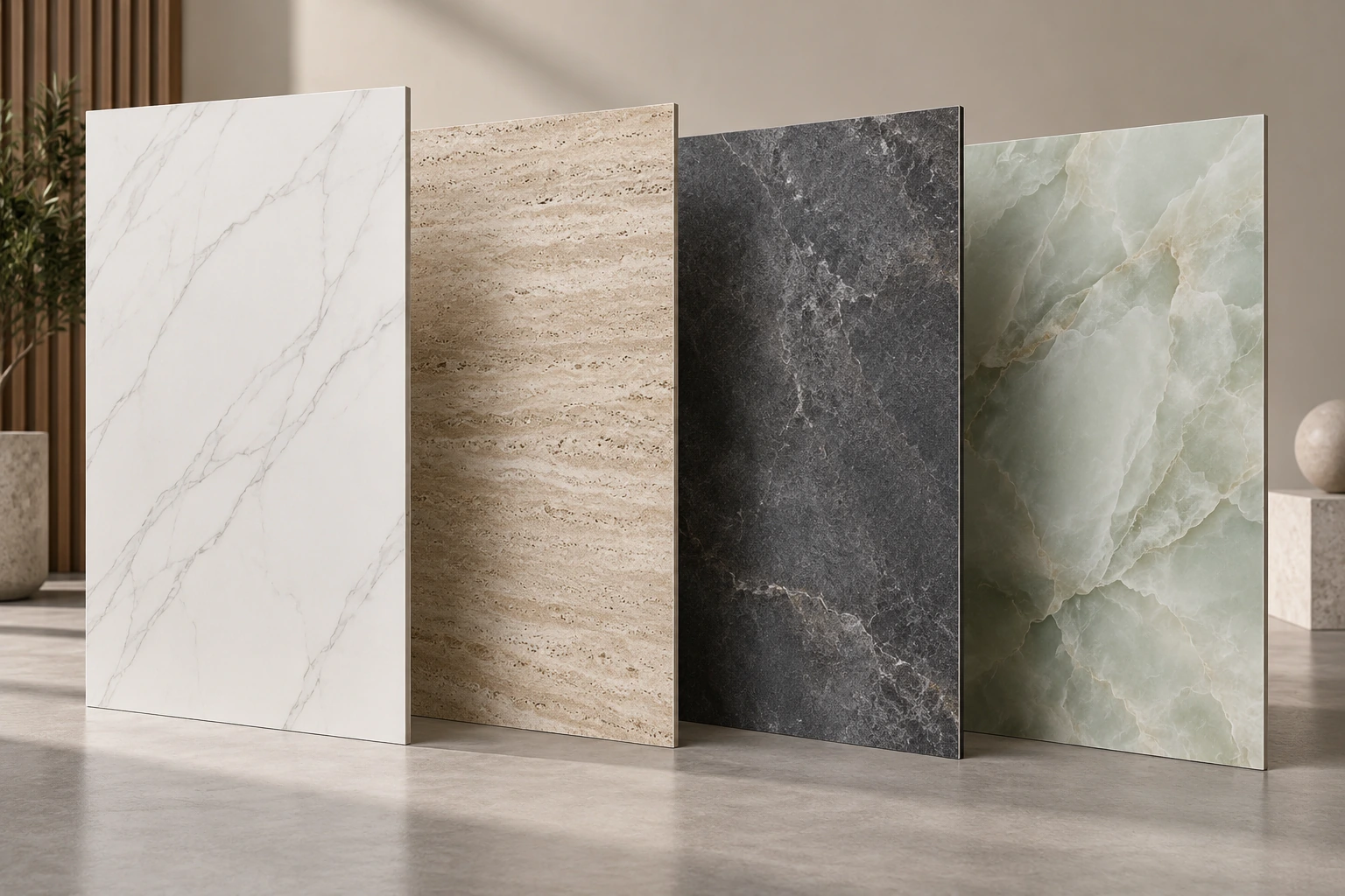 Digital-printed stone-pattern decorative surface · Digital stone-pattern surface samples