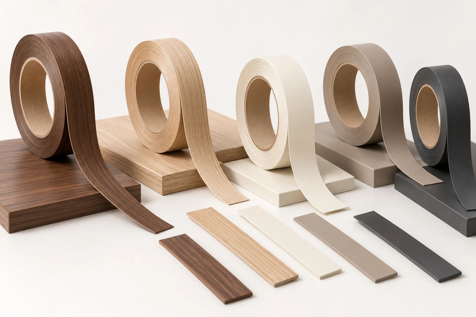 شريط تلبيس حواف PVC · لفائف وعينات حواف PVC