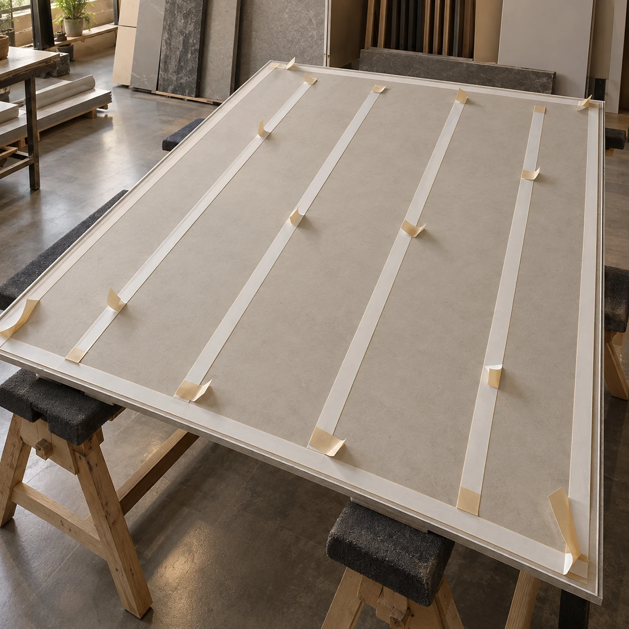 Double-sided installation tape · Double-sided installation tape · Panel-back layout