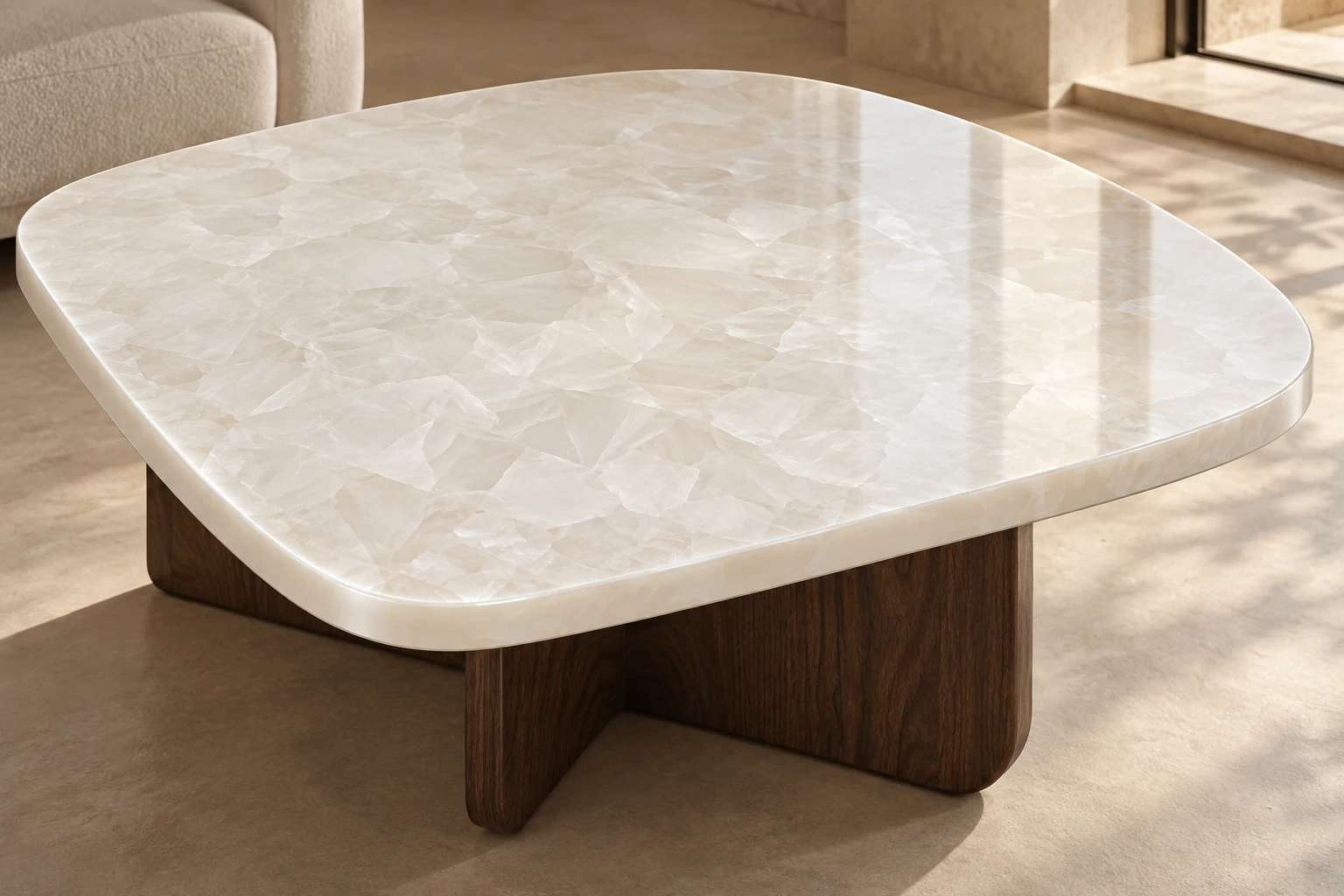 سطح عمل من الزجاج الخزفي دقيق التبلور · minimal-tabletop-application